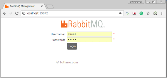 RabbitMQ Server Web Management Login Screen