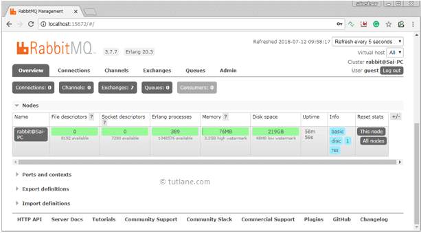 RabbitMQ Server Dashboard