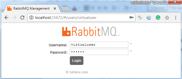 RabbitMQ Login with Virtual Hosts User