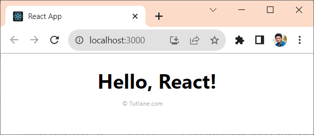 React Hello World App Example Result