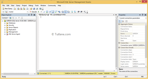 After connecting server in sql server management studio