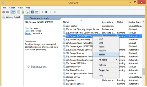 Restart sql server service in services section to rename database in sql server
