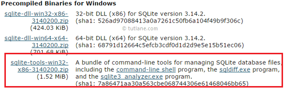 Download and install sqlite on windows